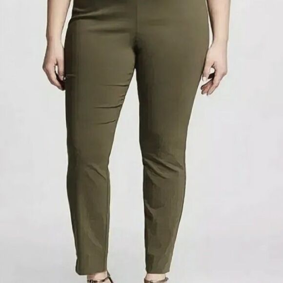 Women's Who What Wear Olive Green Stretch Mid-Rise Cropped Skinny Pants, Size 14 - Picture 1 of 8